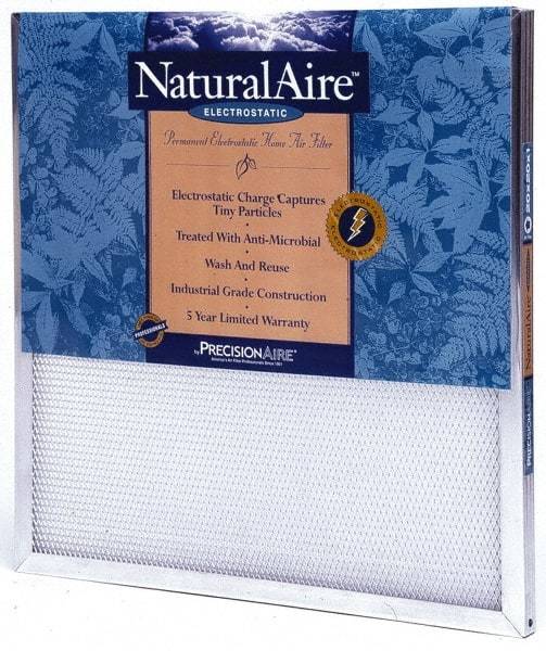 PrecisionAire - 16" Noml Height x 25" Noml Width x 1" Noml Depth, 50 to 60% Capture Efficiency, Wire-Backed Pleated Air Filter - MERV 10, Polyester/Polypropylene, Integrated Frame, For Any Unit - Eagle Tool & Supply