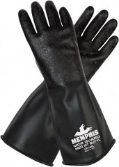 MCR Safety - Size L (9), 14" Long, 14 mil Thick, Butyl Chemical Resistant Gloves - Smooth Finish, Black - Eagle Tool & Supply