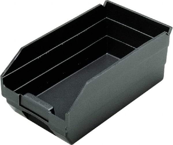 Quantum Storage - 11-5/8" Deep, Black Polypropylene Hopper Shelf Bin - 4" High x 2-3/4" Wide x 11-5/8" Long - Eagle Tool & Supply