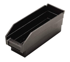 Quantum Storage - 11-5/8" Deep, Black Polypropylene Hopper Shelf Bin - 4" High x 4-1/8" Wide x 11-5/8" Long - Eagle Tool & Supply