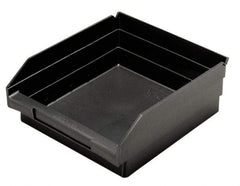 Quantum Storage - 11-5/8" Deep, Black Polypropylene Hopper Shelf Bin - 4" High x 11-1/8" Wide x 11-5/8" Long - Eagle Tool & Supply