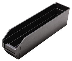 Quantum Storage - 17-7/8" Deep, Black Polypropylene Hopper Shelf Bin - 4" High x 4-1/8" Wide x 17-7/8" Long - Eagle Tool & Supply