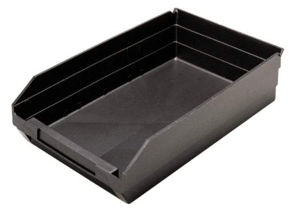 Quantum Storage - 17-7/8" Deep, Black Polypropylene Hopper Shelf Bin - 4" High x 11-1/8" Wide x 17-7/8" Long - Eagle Tool & Supply