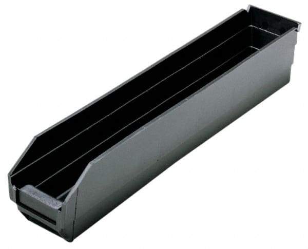 Quantum Storage - 23-5/8" Deep, Black Polypropylene Hopper Shelf Bin - 4" High x 4-1/8" Wide x 23-5/8" Long - Eagle Tool & Supply