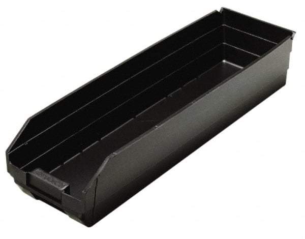 Quantum Storage - 23-5/8" Deep, Black Polypropylene Hopper Shelf Bin - 4" High x 6-5/8" Wide x 23-5/8" Long - Eagle Tool & Supply