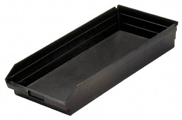 Quantum Storage - 23-5/8" Deep, Black Polypropylene Hopper Shelf Bin - 4" High x 11-1/8" Wide x 23-5/8" Long - Eagle Tool & Supply