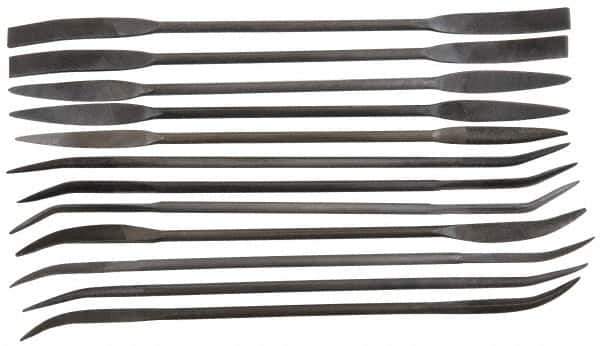 Value Collection - 12 Piece Swiss Pattern File Set - 6-3/4" Long, 0 Coarseness - Eagle Tool & Supply