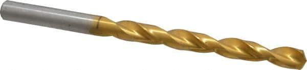 Triumph Twist Drill - 19/64" 135° High Speed Steel Jobber Drill - TiN Finish, Right Hand Cut, Spiral Flute, Straight Shank, 4-3/8" OAL, Split Point - Eagle Tool & Supply