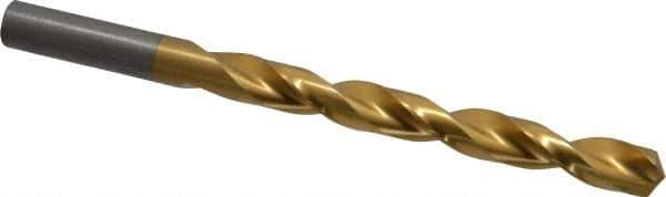 Triumph Twist Drill - 3/8" 135° High Speed Steel Jobber Drill - TiN Finish, Right Hand Cut, Spiral Flute, Straight Shank, 5" OAL, Split Point - Eagle Tool & Supply