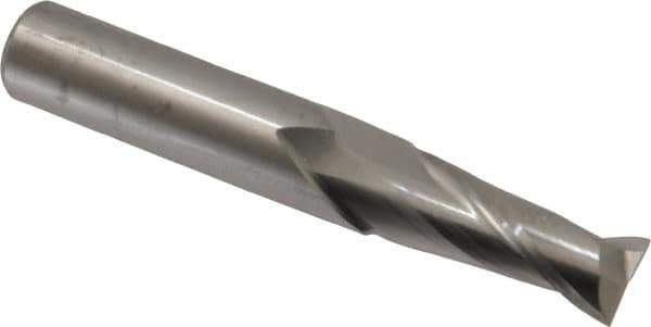 OSG - 25/64", 1" LOC, 7/16" Shank Diam, 2-3/4" OAL, 2 Flute, Solid Carbide Square End Mill - Single End, Uncoated, Spiral Flute, 30° Helix, Centercutting, Right Hand Cut, Right Hand Flute, Series 402 - Eagle Tool & Supply