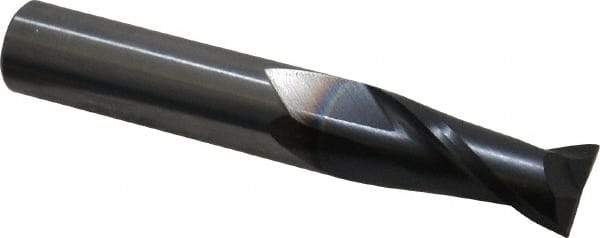OSG - 7/16", 1" LOC, 7/16" Shank Diam, 2-3/4" OAL, 2 Flute, Solid Carbide Square End Mill - Single End, TiAlN Finish, Spiral Flute, 30° Helix, Centercutting, Right Hand Cut, Right Hand Flute, Series 402 - Eagle Tool & Supply