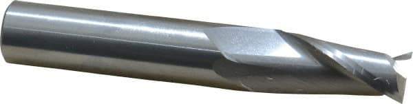 OSG - 9/16", 1-1/8" LOC, 9/16" Shank Diam, 3-1/2" OAL, 2 Flute, Solid Carbide Square End Mill - Single End, Uncoated, Spiral Flute, 30° Helix, Centercutting, Right Hand Cut, Right Hand Flute, Series 402 - Eagle Tool & Supply