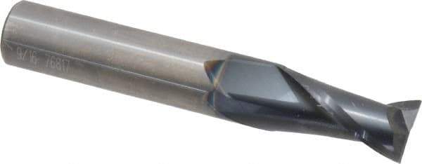 OSG - 9/16", 1-1/8" LOC, 9/16" Shank Diam, 3-1/2" OAL, 2 Flute, Solid Carbide Square End Mill - Single End, TiAlN Finish, Spiral Flute, 30° Helix, Centercutting, Right Hand Cut, Right Hand Flute, Series 402 - Eagle Tool & Supply
