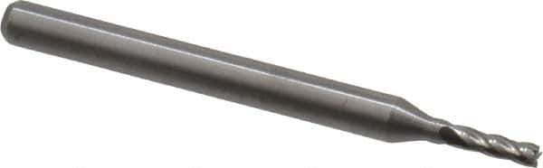 OSG - 1/16", 3/16" LOC, 1/8" Shank Diam, 1-1/2" OAL, 4 Flute, Solid Carbide Square End Mill - Single End, Uncoated, Spiral Flute, 30° Helix, Centercutting, Right Hand Cut, Right Hand Flute, Series 404 - Eagle Tool & Supply