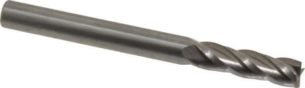 OSG - 3/16", 5/8" LOC, 3/16" Shank Diam, 2" OAL, 4 Flute, Solid Carbide Square End Mill - Single End, Uncoated, Spiral Flute, 30° Helix, Centercutting, Right Hand Cut, Right Hand Flute, Series 404 - Eagle Tool & Supply