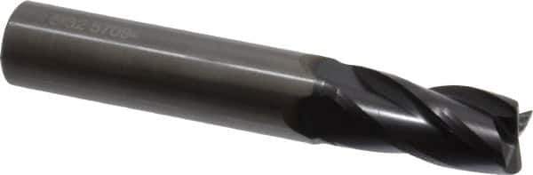 OSG - 15/32", 1" LOC, 1/2" Shank Diam, 3" OAL, 4 Flute, Solid Carbide Square End Mill - Single End, TiAlN Finish, Spiral Flute, 30° Helix, Centercutting, Right Hand Cut, Right Hand Flute, Series 404 - Eagle Tool & Supply