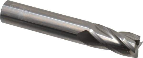 OSG - 1/2", 1" LOC, 1/2" Shank Diam, 3" OAL, 4 Flute, Solid Carbide Square End Mill - Single End, Uncoated, Spiral Flute, 30° Helix, Centercutting, Right Hand Cut, Right Hand Flute, Series 404 - Eagle Tool & Supply
