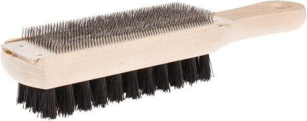 Lutz - 9-1/4" Long Abrasive File Card with Brush - Combination File Card & Brush, with Wood Handle - Eagle Tool & Supply