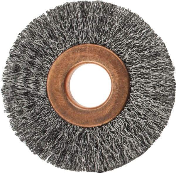 Value Collection - 2" OD, 1/2" Arbor Hole, Crimped Steel Wheel Brush - 5/16" Face Width, 1/2" Trim Length, 0.007" Filament Diam, 15,000 RPM - Eagle Tool & Supply