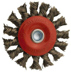 Value Collection - 12" OD, 1-1/4" Arbor Hole, Knotted Steel Wheel Brush - 11/16" Face Width, 1-13/16" Trim Length, 0.012" Filament Diam, 3,600 RPM - Eagle Tool & Supply