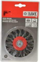 Value Collection - 3" OD, 1/4" Shank Diam, Knotted Steel Wheel Brush - 5/16" Face Width, 5/8" Trim Length, 0.008" Filament Diam, 20,000 RPM - Eagle Tool & Supply