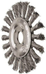 Value Collection - 5" OD, 7/8" Arbor Hole, Knotted Steel Wheel Brush - 1/2" Face Width, 1-1/8" Trim Length, 0.008" Filament Diam, 10,000 RPM - Eagle Tool & Supply