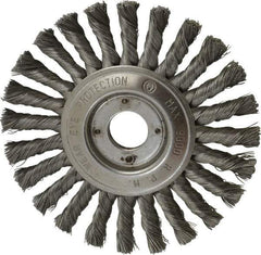 Value Collection - 6" OD, 7/8" Arbor Hole, Knotted Steel Wheel Brush - 1/2" Face Width, 1-1/2" Trim Length, 0.008" Filament Diam, 9,000 RPM - Eagle Tool & Supply