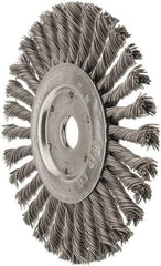 Value Collection - 7" OD, 7/8" Arbor Hole, Knotted Steel Wheel Brush - 1/2" Face Width, 1-11/16" Trim Length, 0.015" Filament Diam, 9,000 RPM - Eagle Tool & Supply