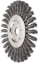 Value Collection - 7" OD, 7/8" Arbor Hole, Knotted Steel Wheel Brush - 1/2" Face Width, 1-11/16" Trim Length, 0.012" Filament Diam, 9,000 RPM - Eagle Tool & Supply