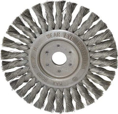 Value Collection - 7" OD, 7/8" Arbor Hole, Knotted Steel Wheel Brush - 1/2" Face Width, 1-11/16" Trim Length, 0.008" Filament Diam, 9,000 RPM - Eagle Tool & Supply