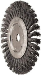 Value Collection - 8" OD, 7/8" Arbor Hole, Knotted Steel Wheel Brush - 1/2" Face Width, 1-11/16" Trim Length, 0.012" Filament Diam, 8,500 RPM - Eagle Tool & Supply