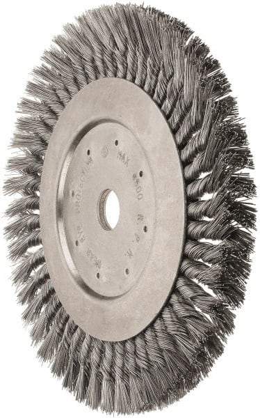 Value Collection - 10" OD, 1" Arbor Hole, Knotted Steel Wheel Brush - 5/8" Face Width, 1-11/16" Trim Length, 0.012" Filament Diam, 4,500 RPM - Eagle Tool & Supply