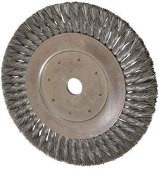 Value Collection - 10" OD, 1" Arbor Hole, Knotted Steel Wheel Brush - 5/8" Face Width, 1-11/16" Trim Length, 0.008" Filament Diam, 4,500 RPM - Eagle Tool & Supply