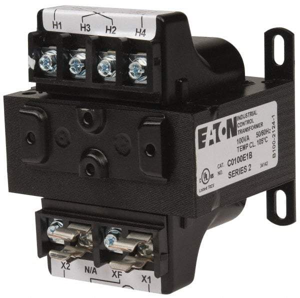 Eaton Cutler-Hammer - 1 Phase, 0.1 kVA, Control Transformer - 2 Input, 1 Output Winding, 50/60 Hz, 3-3/8 Inch Deep x 2-7/8 Inch High, 131°F Temp Rise - Eagle Tool & Supply