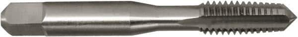 Vermont Tap & Die - #4-48 UNF 2B 3 Flute Bright Finish High Speed Steel Straight Flute Standard Hand Tap - Taper, Right Hand Thread, 1-7/8" OAL, 9/16" Thread Length, H2 Limit, Oversize - Eagle Tool & Supply