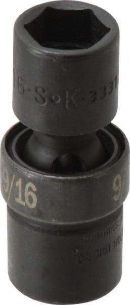 SK - 3/8" Drive 9/16" Standard Universal Impact Socket - 6 Points, 2-7/32" OAL - Eagle Tool & Supply