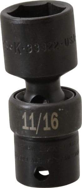 SK - 3/8" Drive 11/16" Standard Universal Impact Socket - 6 Points, 2-23/64" OAL - Eagle Tool & Supply