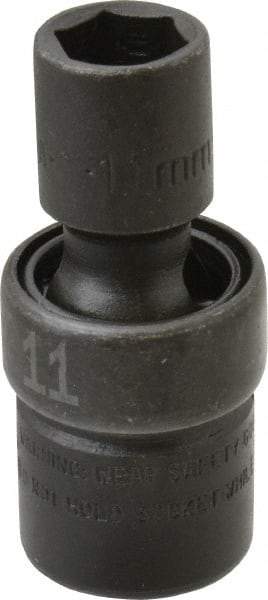 SK - 3/8" Drive 11mm Standard Universal Impact Socket - 6 Points, 2-1/8" OAL - Eagle Tool & Supply