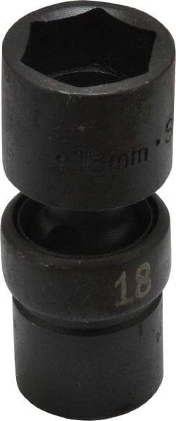 SK - 3/8" Drive 18mm Standard Universal Impact Socket - 6 Points, 2-23/64" OAL - Eagle Tool & Supply