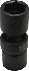 SK - 3/8" Drive 18mm Standard Universal Impact Socket - 6 Points, 2-23/64" OAL - Eagle Tool & Supply