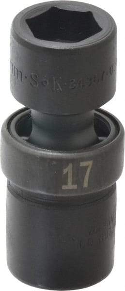 SK - 1/2" Drive 17mm Standard Universal Impact Socket - 6 Points, 2-51/64" OAL - Eagle Tool & Supply