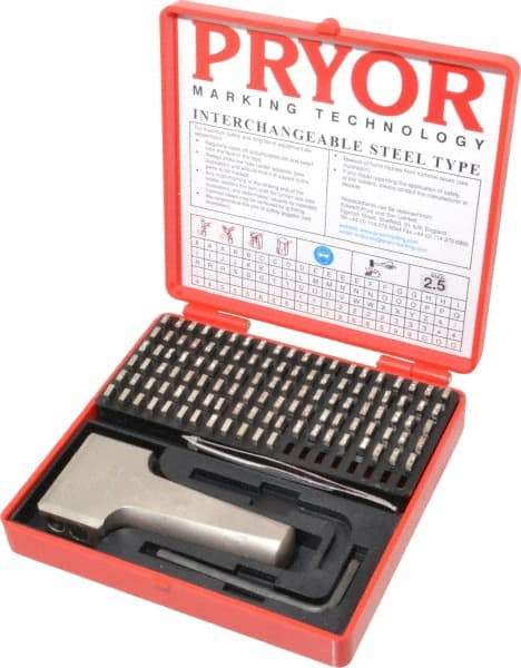 Pryor - 112 Piece, 3/32 Inch Character, Hardened Steel Type Set - 12 Character Capacity - Eagle Tool & Supply