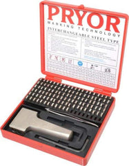 Pryor - 112 Piece, 3/32 Inch Character, Hardened Steel Type Set - 12 Character Capacity - Eagle Tool & Supply