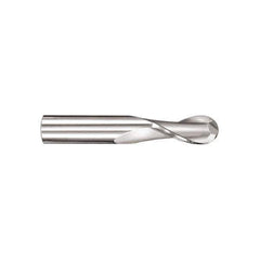 SGS - 12mm Diam, 25mm LOC, 2 Flute Solid Carbide Ball End Mill - AlTiN Finish, Single End, 75mm OAL, 12mm Shank Diam, Spiral Flute - Eagle Tool & Supply