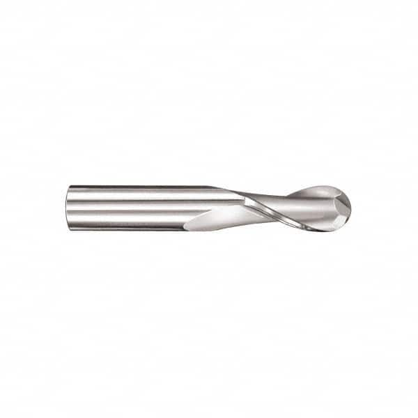 SGS - 1/8" Diam, 1/2" LOC, 2 Flute Solid Carbide Ball End Mill - Exact Industrial Supply