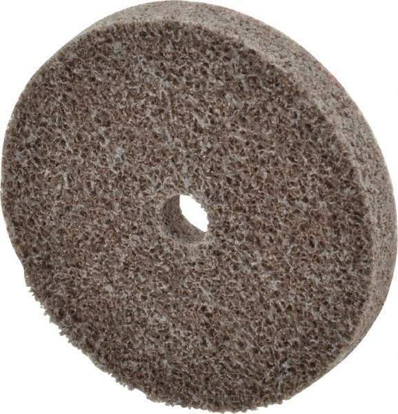 3M - 2" Diam, 1/4" Face Width, 1/4" Center Hole, Fine Grade, Aluminum Oxide Deburring Wheel - Unitized, Medium Density 5 Grade, 22,100 RPM - Eagle Tool & Supply