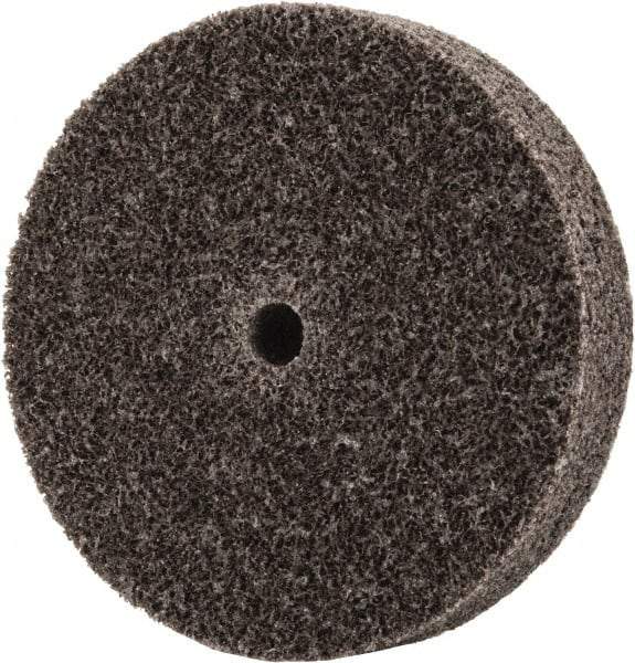 3M - 2-1/2" Diam, 1/2" Face Width, 1/4" Center Hole, Medium Grade, Aluminum Oxide Deburring Wheel - Unitized, Hard Density 7 Grade, 18,100 RPM - Eagle Tool & Supply