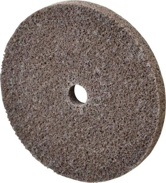 3M - 3" Diam, 1/4" Face Width, 3/8" Center Hole, Fine Grade, Aluminum Oxide Deburring Wheel - Unitized, Medium Density 5 Grade, 18,100 RPM - Eagle Tool & Supply