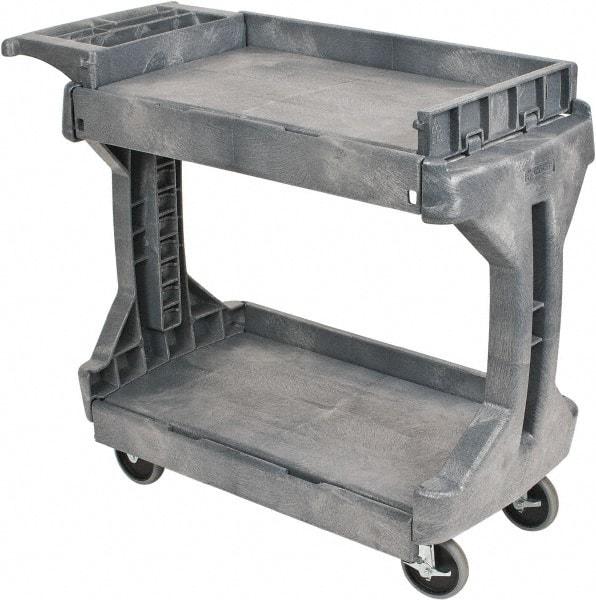 Akro-Mils - 400 Lb Capacity, 19" Wide x 41-1/2" Long x 34-3/4" High Standard Utility Cart - 2 Shelf, Plastic, 2 Rigid/2 Swivel Casters - Eagle Tool & Supply