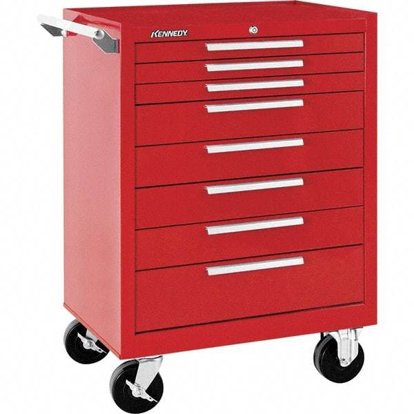 Kennedy - 8 Drawer 1,400 Lb Capacity Steel Tool Roller Cabinet - 27" Wide x 39" High x 18" Deep, Red - Eagle Tool & Supply